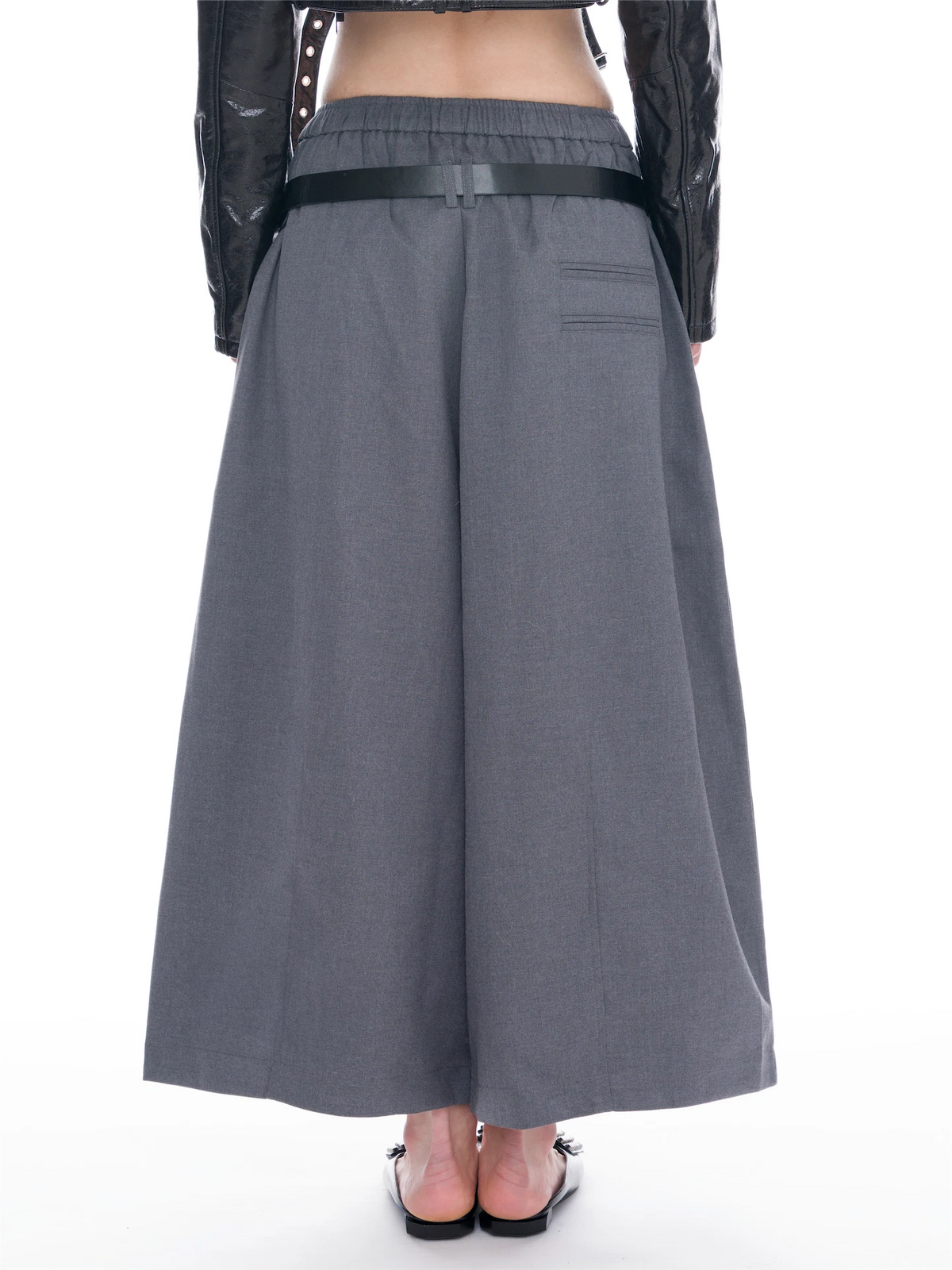 Wide Leg Culotte Pants (Belt Included)