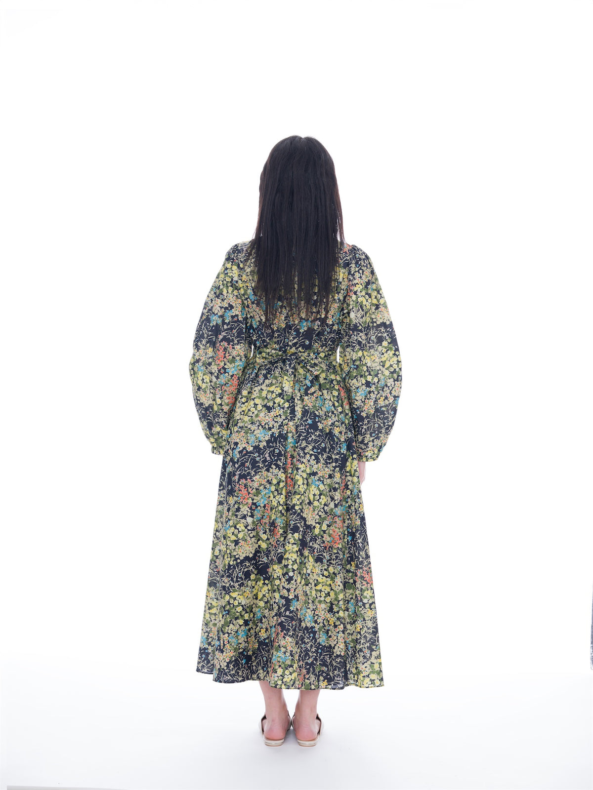 Bishop Sleeve Printed Maxi Dress