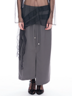 Ruffled Sheer Organza Long Sleeve Top