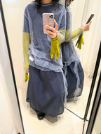 Ruffled Sheer Organza Long Sleeve Top